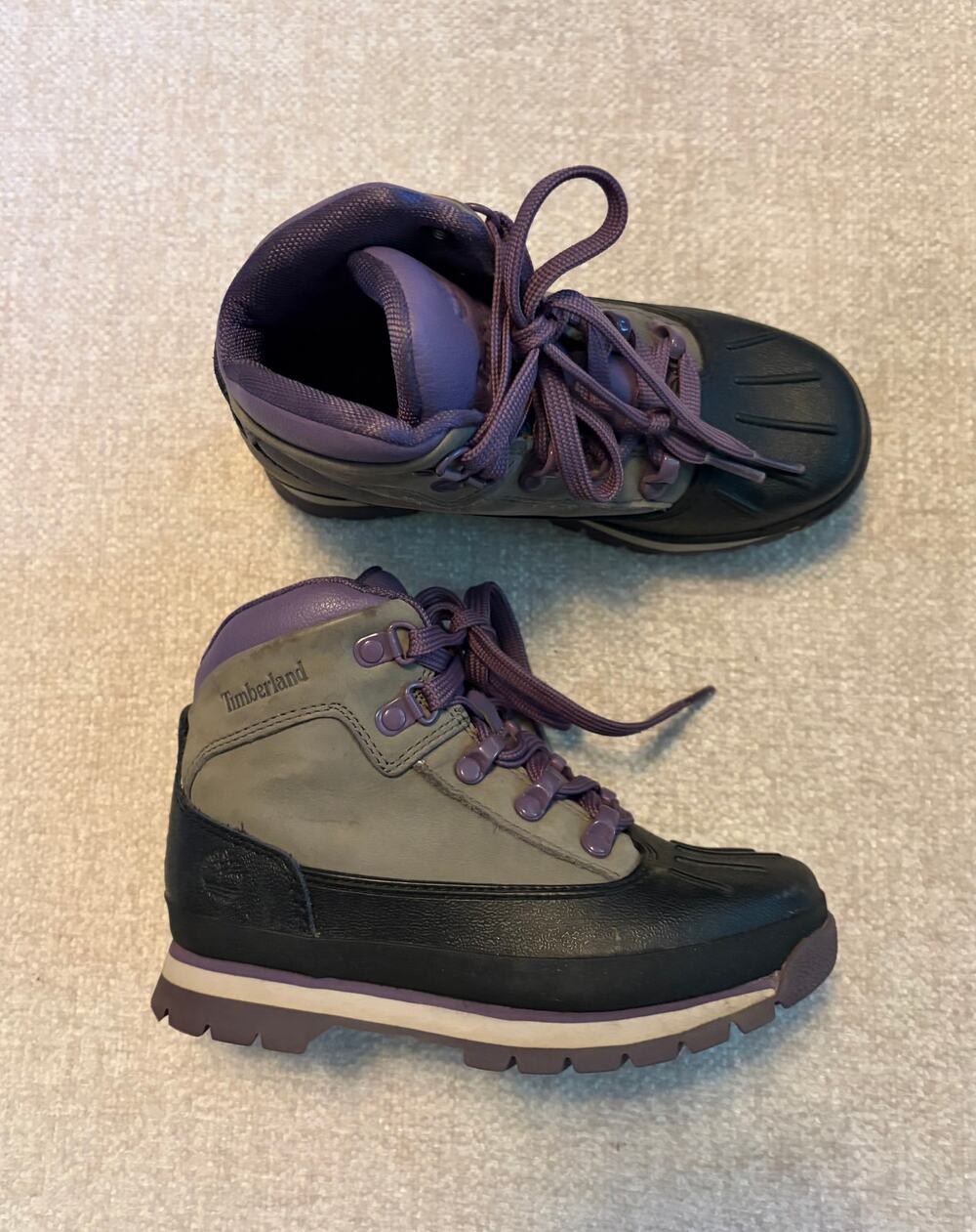 Timberland Euro Hiker Shell Toe Boots Purple Gray Unisex Child Size 13